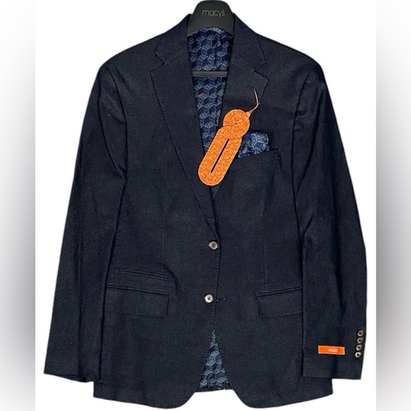 Tallia Medium Men's Modern Fit Navy Metallic Blue Suit Jacket Brand New - Picture 2 of 8